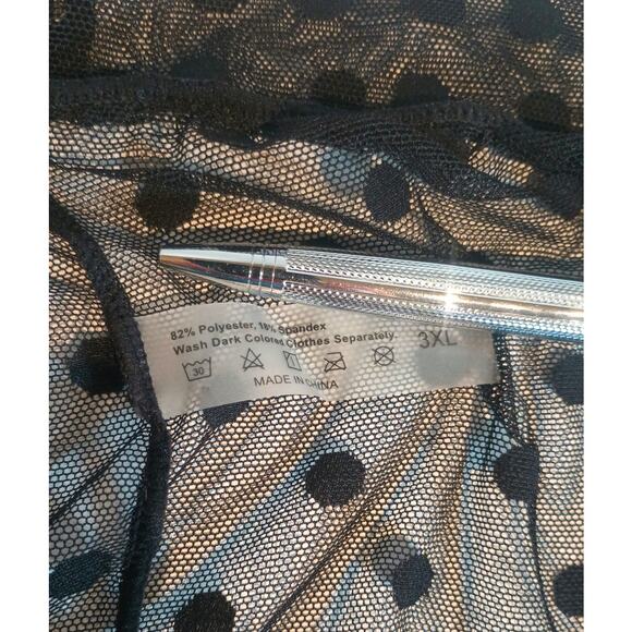 WOMENS 3XL SHEER BLACK POLKA DOT SHORT SWIMSUIT COVER WRAP SKIRT - Picture 3 of 10